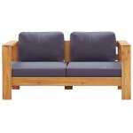 Vidaxl banc de jardin avec coussins 140 cm bois d'acacia solide gris