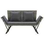 Vidaxl banc de jardin avec coussins 176 cm gris r�sine tress�e