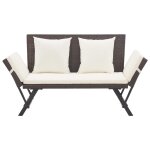 Vidaxl banc de jardin avec coussins 176 cm marron rsine tresse