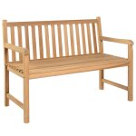 Vidaxl banc de jardin avec coussin blanc crme 120 cm bois de teck
