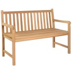 Vidaxl banc de jardin avec coussin bleu 120 cm bois de teck