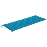 Vidaxl banc de jardin avec coussin bleu clair 150 cm teck massif
