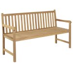 Vidaxl banc de jardin avec coussin taupe 150 cm bois de teck massif