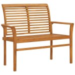 Vidaxl banc de jardin avec coussin vert 112 cm bois de teck massif