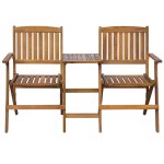 Vidaxl banc de jardin pliant et table  th 140cm bois d'acacia solide