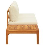 Vidaxl banc de jardin avec table et coussins blanc crme teck solide