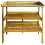 Vidaxl banc à jardinière avec 2 étagères bois massif d'acacia et zinc Vidaxl banc à jardinière avec 2 étagères bois massif d'acacia et zinc