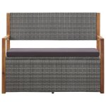 Vidaxl banc de rangement 110 cm rsine tresse et bois d'acacia gris