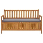 Vidaxl banc de rangement de jardin avec coussin 148 cm bois d'acacia