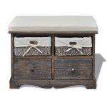 Vidaxl banc de rangement marron 62x33x42 cm bois de paulownia