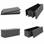 Vidaxl banc de rangement pliable faux lin 110 x 38 x 38 cm gris foncé Vidaxl banc de rangement pliable faux lin 110 x 38 x 38 cm gris foncé