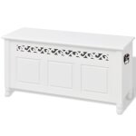 Vidaxl banc de rangement en style baroque pfdm blanc