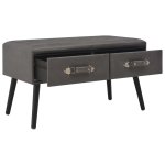 Vidaxl banc avec tiroirs 80 cm gris similicuir