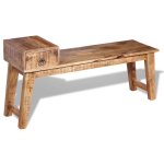Vidaxl banc avec tiroir bois de manguier massif 120 x 36 x 60 cm