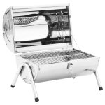 Vidaxl barbecue au charbon portable acier inoxydable grilles doubles