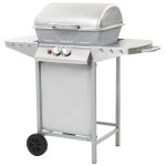Vidaxl barbecue � gaz avec 2 zones de cuisson acier argent�