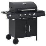 Vidaxl barbecue  gaz 4 + 1 zones de cuisson noir acier
