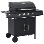 Vidaxl barbecue  gaz 4 + 1 zones de cuisson noir acier