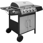 Vidaxl barbecue  gaz 4 + 1 zone de cuisson noir et argent