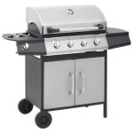 Vidaxl barbecue  gaz 4 + 1 zones cuisson noir et argent acier et inox