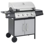 Vidaxl barbecue  gaz 4 + 1 zones cuisson noir et argent inox et acier