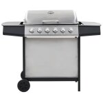 Vidaxl barbecue au gaz avec 6 zones de cuisson inox argent