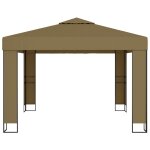 Vidaxl belvdre avec double toit 3x3x2, 7 m taupe 180 g / m