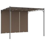 Vidaxl belvdre de jardin avec rideau latral 3x3x2, 25 m taupe