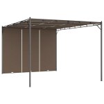 Vidaxl belvdre de jardin avec rideau latral 4x3x2, 25 m taupe