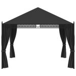 Vidaxl belvdre avec rideaux 3, 5x3, 5x3, 1 m anthracite