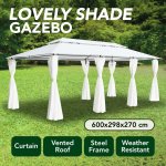 Vidaxl belvdre avec rideaux 600x298x270 cm blanc 180 g / m