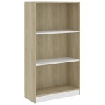Vidaxl bibliothque 3 niveaux blanc / chne sonoma 60x24x108cm agglomr