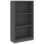 Vidaxl bibliothque  3 niveaux gris 60x24x108 cm agglomr
