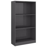 Vidaxl bibliothque  3 niveaux gris brillant 60x24x108 cm agglomr