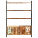 Vidaxl bibliothque 4 niveaux 124x30x180cm bois solide de rcupration
