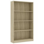 Vidaxl bibliothque  4 niveaux chne sonoma 80x24x142 cm agglomr