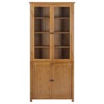 Vidaxl bibliothque avec 4 portes 90x35x200 cm bois de chne et verre