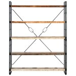 Vidaxl bibliothque 5 niveaux 140x30x180cm bois solide de rcupration