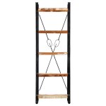 Vidaxl bibliothque 5 niveaux 60x30x180 cm bois solide de rcupration