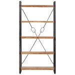 Vidaxl bibliothque 5 niveaux 90x30x180 cm bois solide de d'acacia