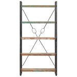 Vidaxl bibliothque 5 niveaux 90x30x180 cm bois solide de rcupration