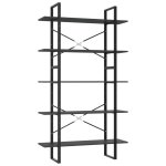 Vidaxl bibliothque  5 niveaux gris 100x30x175 cm agglomr