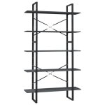Vidaxl biblioth�que � 5 niveaux gris 100x30x175 cm bois de pin