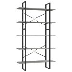 Vidaxl bibliothque  5 niveaux gris bton 100x30x175 cm agglomr