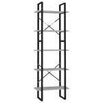 Vidaxl bibliothque  5 niveaux gris bton 60x30x175 cm agglomr