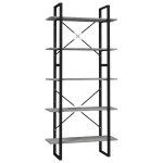 Vidaxl bibliothque  5 niveaux gris bton 80x30x175 cm agglomr