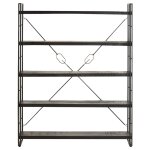 Vidaxl bibliothque  5 niveaux noir 140x30x180 cm bois de manguier