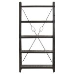 Vidaxl bibliothque  5 niveaux noir 90x30x180 cm bois de manguier
