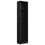 Vidaxl bibliothque  5 niveaux noir brillant 40x24x175 cm agglomr