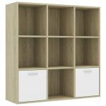 Vidaxl bibliothque blanc et chne sonoma 98x30x98 cm agglomr